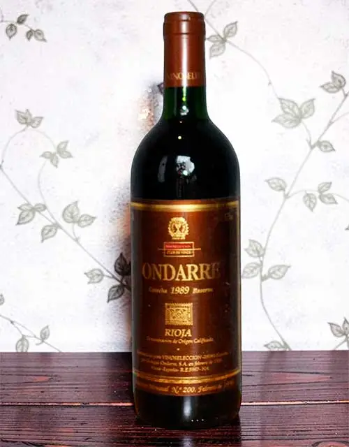 Ondarre Reserva 1989 - Venta de vinos antiguos Ondarre Reserva 1989