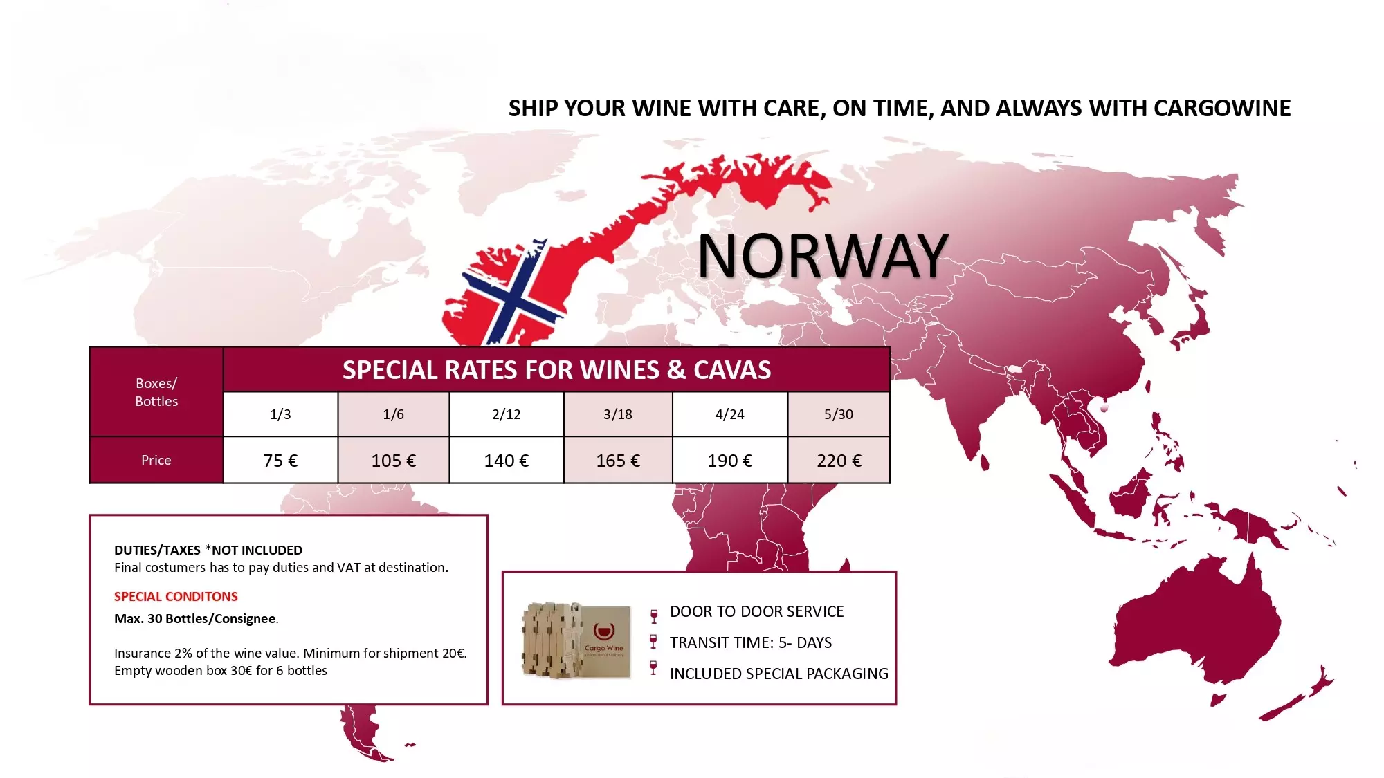 Tarifa de envío para Noruega