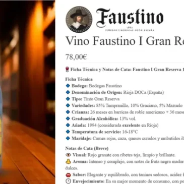 Precio actual de Faustino Gran Reserva 1994