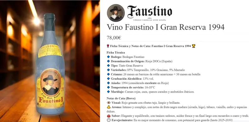 Ver Faustino Gran Reserva 1994