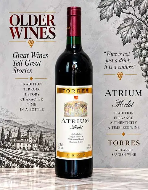 Atrium Merlot 1999 - Venta de vinos antiguos Atrium Merlot 1999